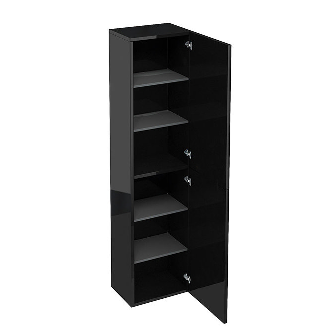 Aqua Cabinets - H1400mm x D260mm Wall Hung Double Door Cabinet - Black Feature Large Image