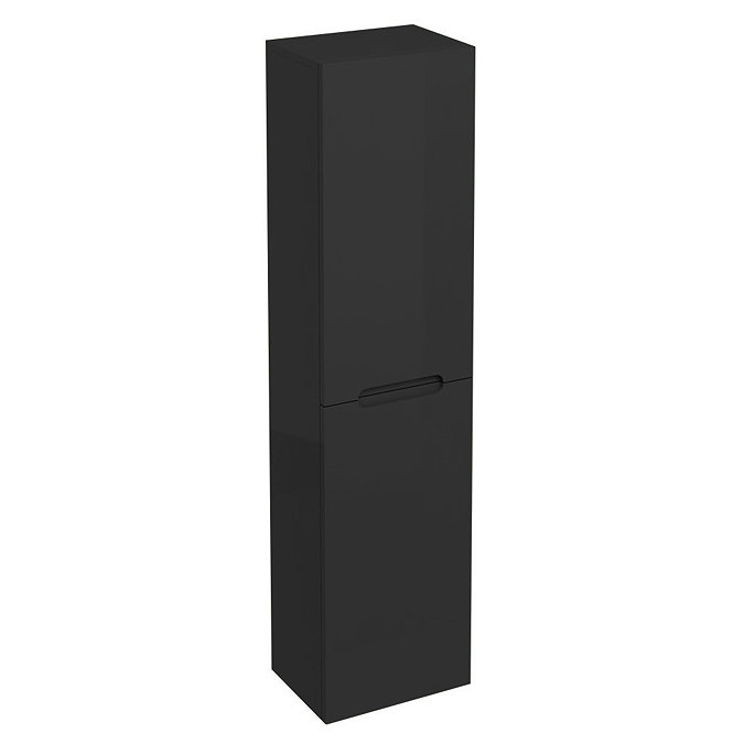 Aqua Cabinets - H1400mm x D260mm Wall Hung Double Door Cabinet - Black Large Image