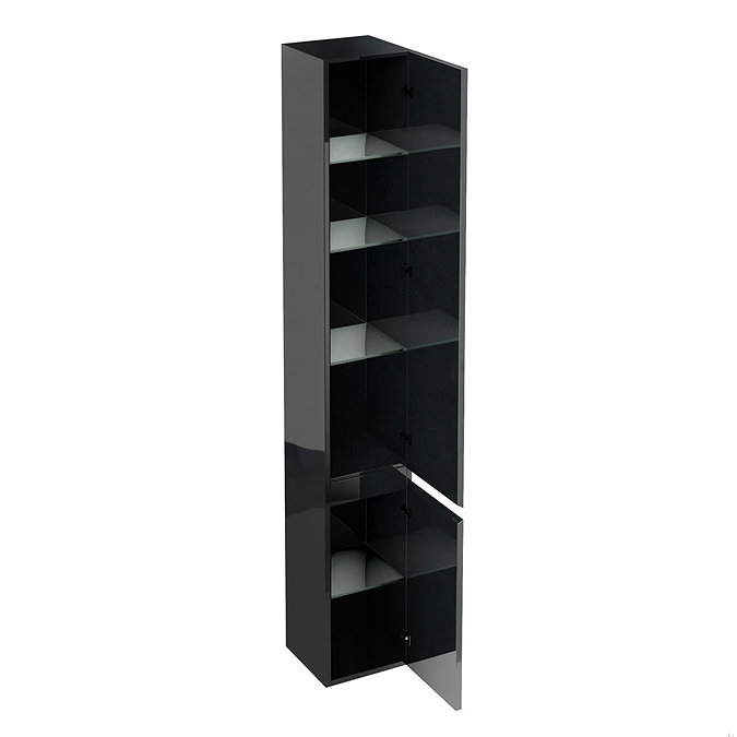 Aqua Cabinets - H1900mm x D300mm Tall Unit with Mirror - Black Profile Large Image