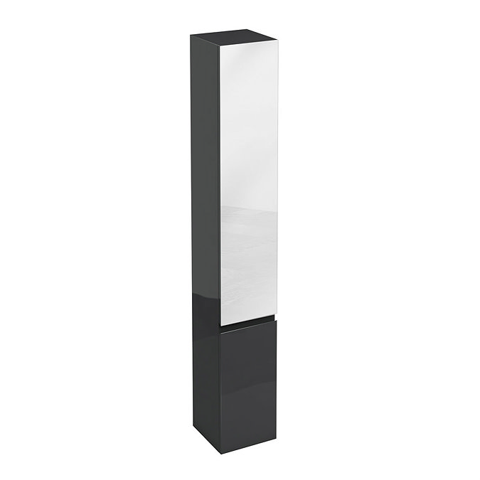 Aqua Cabinets - H1900mm x D300mm Tall Unit with Mirror - Black Large Image