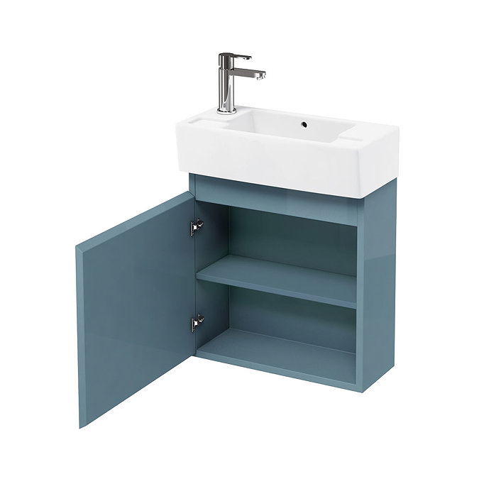 Aqua Cabinets - W500 x D250 Narrow Wall Hung Cloakroom Unit and Basin - Ocean Large Image