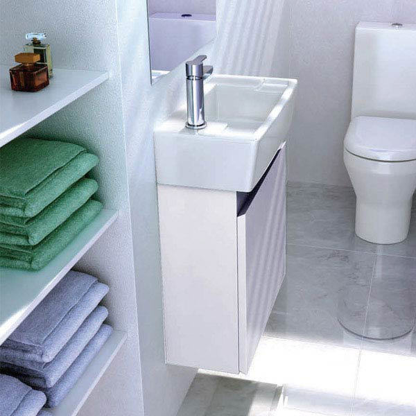 Aqua Cabinets - W500 x D305 Deep Wall Hung Cloakroom Unit and Basin - White  Profile Large Image