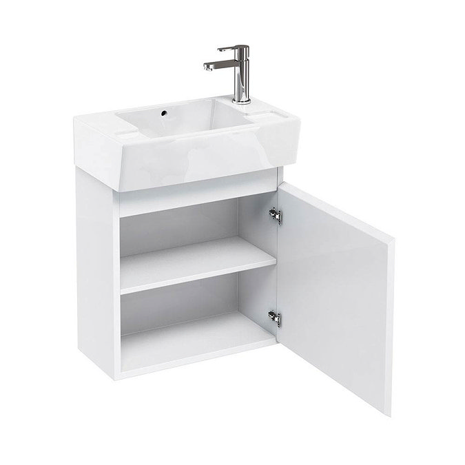 Aqua Cabinets - W500 x D305 Deep Wall Hung Cloakroom Unit and Basin - White Feature Large Image