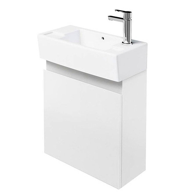 Aqua Cabinets - W500 x D305 Deep Wall Hung Cloakroom Unit and Basin - White Large Image