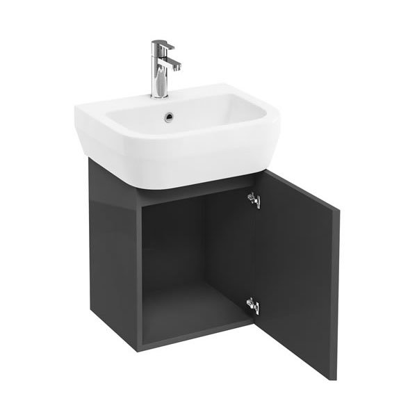 Aqua Cabinets - W500 x D450 Aquacube Wall Hung Cloakroom Unit and Basin - Anthracite Grey Large Imag