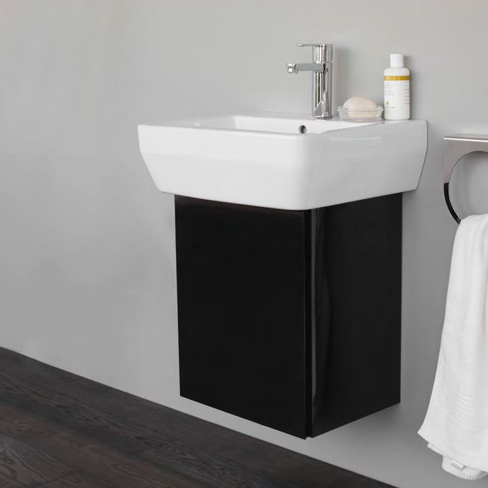 Aqua Cabinets - W500 x D450 Aquacube Wall Hung Cloakroom Unit and Basin - Black Profile Large Image