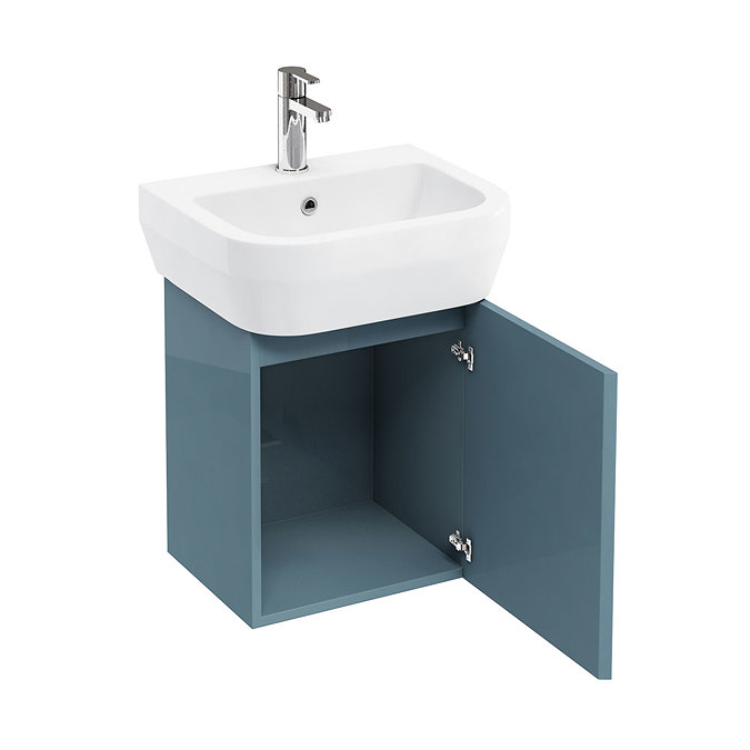 Aqua Cabinets - W500 x D450 Aquacube Wall Hung Cloakroom Unit and Basin - Ocean Large Image