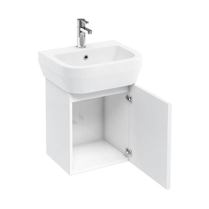 Aqua Cabinets - W500 x D450 Aquacube Wall Hung Cloakroom Unit and Basin - White Large Image