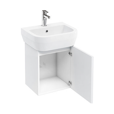 Aqua Cabinets - W500 x D450 Aquacube Wall Hung Cloakroom Unit and Basin - White Profile Large Image