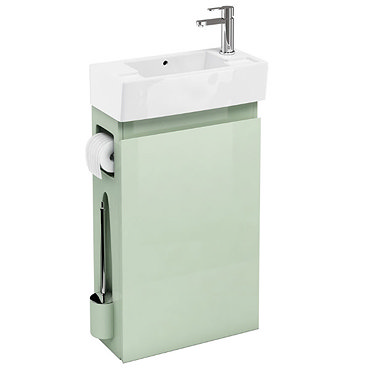 Aqua Cabinets - W505 x D252mm ALLinONE Unit w/ Basin, Brass WC Brush & Toilet Paper Holder - Reef Profile Large Image