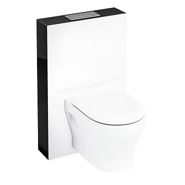 Aqua Cabinets - W550 x D150mm Tablet Wall Hung WC unit with pan, cistern & flush plate - Black Profi
