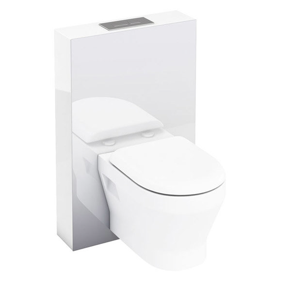 Aqua Cabinets - W550 x D150mm Tablet Wall Hung WC unit with pan, cistern & flush plate - White Large