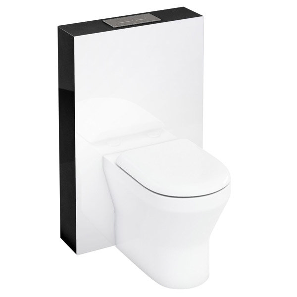 Aqua Cabinets - W550 x D150mm Tablet BTW WC unit with pan, cistern & flush plate - Black Large Image