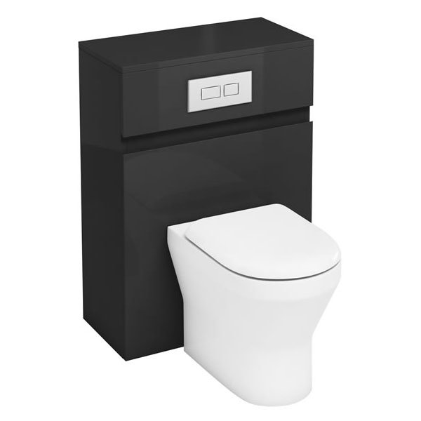 Aqua Cabinets - W600 x D300mm BTW Unit with pan, cistern & flush plate - Anthracite Grey Large Image