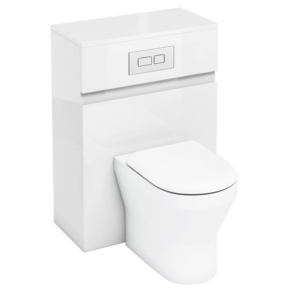 Aqua Cabinets - W600 x D300mm BTW Unit with pan, cistern & flush plate - White Large Image