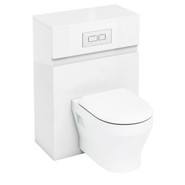 Aqua Cabinets W600 x D300mm Wall Hung WC Unit with Cistern & Flush Plate - White - W34W Large Image