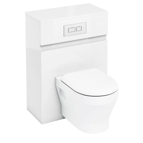 Aqua Cabinets - W600 x D300mm Wall Hung WC Unit with pan, cistern & flush plate - White Large Image