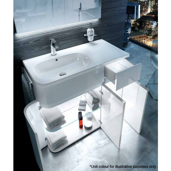 Aqua Cabinets - W900 x D450 Arc Cabinet Unit with Quattrocast Basin - Anthracite Grey Standard Large