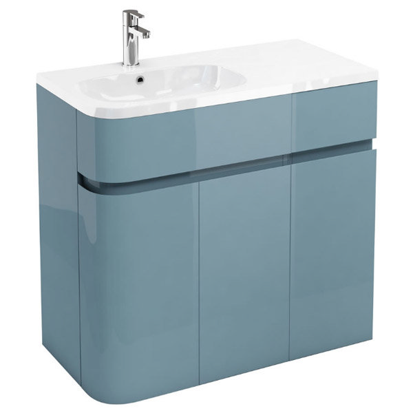 Aqua Cabinets - W900 x D450 Arc Cabinet Unit with Quattrocast Basin - Ocean Large Image