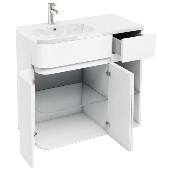 Aqua Cabinets - W900 x D450 Arc Cabinet Unit with Quattrocast Basin - White Profile Large Image