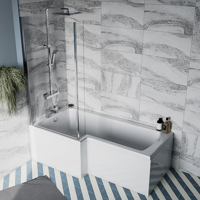 AquaSure Cove 100% Waterproof Bathroom Suite with L-Shaped Shower Bath