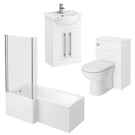 AquaSure Cove 100% Waterproof Bathroom Suite with L-Shaped Shower Bath