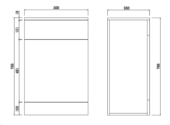 AquaSure Cove 500 x 330mm PVC BTW Toilet Unit Gloss White with Pan and Cistern - 100% Waterproof