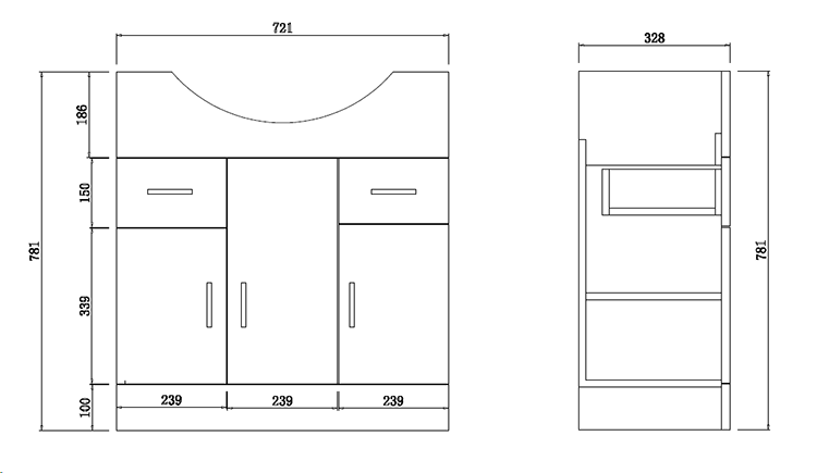 AquaSure Cove White PVC 750mm Vanity Unit - 100% Waterproof