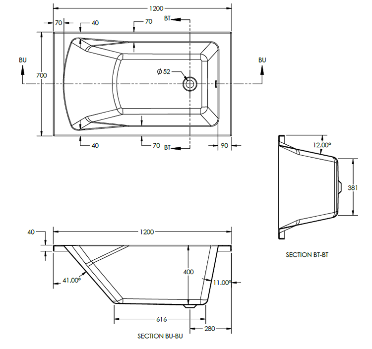 1200 x 700mm