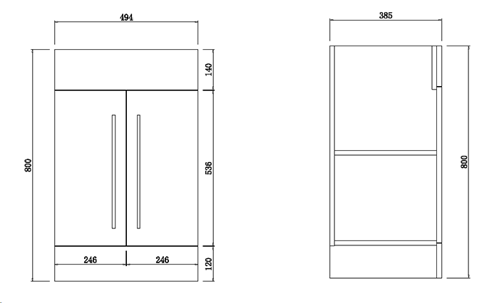 AquaSure Toreno PVC Vanity Unit - 500mm Modern Gloss White - 100% Waterproof