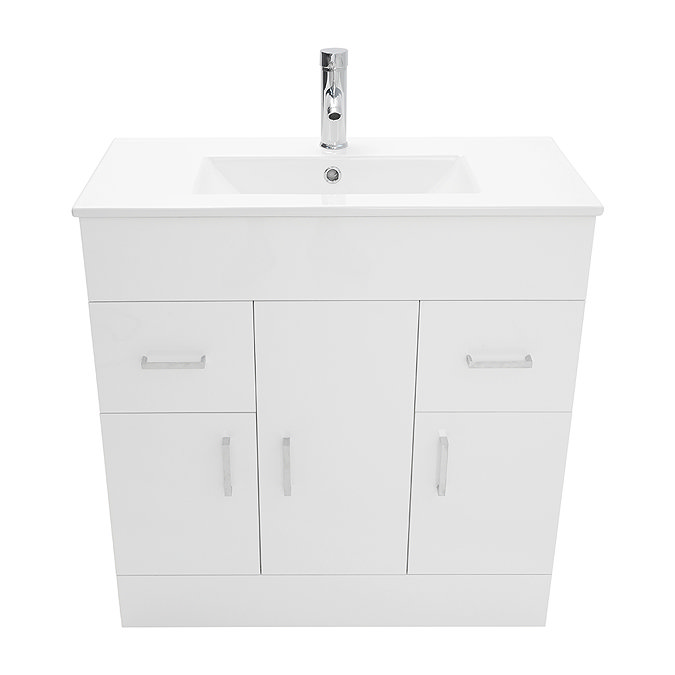 AquaSure Toreno PVC Vanity Unit - 800mm Modern Gloss White - 100% Waterproof