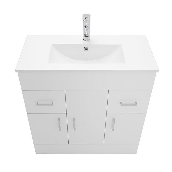 AquaSure Toreno PVC Vanity Unit - 800mm Modern Gloss White - 100% Waterproof