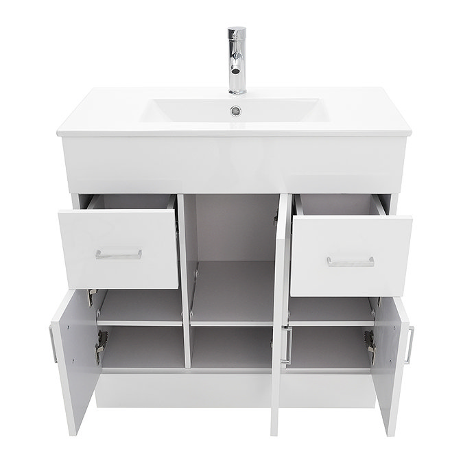 AquaSure Toreno PVC Vanity Unit - 800mm Modern Gloss White - 100% Waterproof