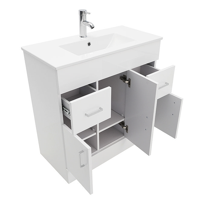 AquaSure Toreno PVC Vanity Unit - 800mm Modern Gloss White - 100% Waterproof