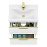 AquaSure Tribeca Waterproof PVC Vanity Unit Gloss White - 600mm with Brushed Brass Handles