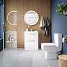 AquaSure Tribeca Waterproof PVC Vanity Unit Gloss White - 600mm with Brushed Brass Handles