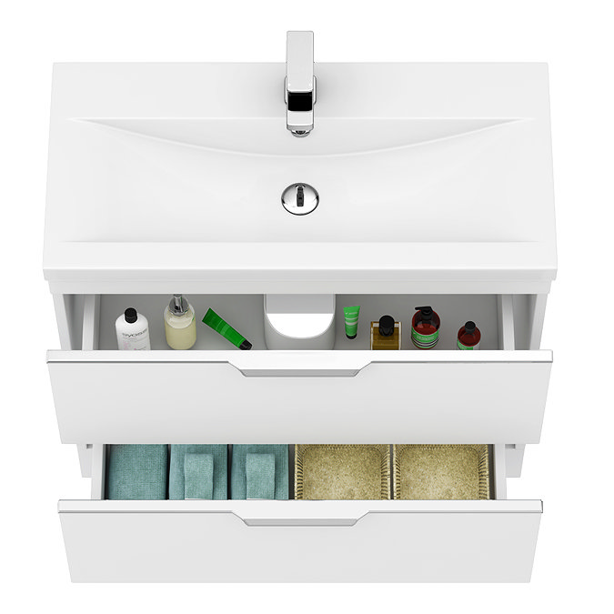 AquaSure Tribeca Waterproof PVC Vanity Unit Gloss White - 800mm with Chrome Handles