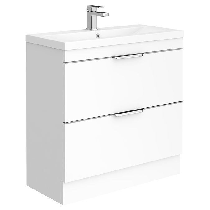AquaSure Tribeca Waterproof PVC Vanity Unit Gloss White - 800mm with Chrome Handles