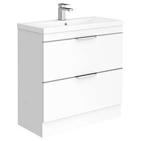 AquaSure Tribeca Waterproof PVC Vanity Unit Gloss White - 800mm with Chrome Handles