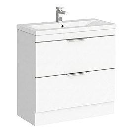 AquaSure Tribeca Waterproof PVC Vanity Unit Gloss White - 800mm with Chrome Handles