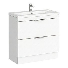 AquaSure Tribeca Waterproof PVC Vanity Unit Gloss White - 800mm with Chrome Handles