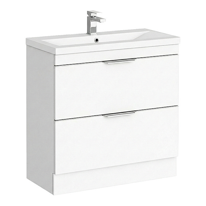 AquaSure Tribeca Waterproof PVC Vanity Unit Gloss White - 800mm with Chrome Handles