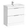 AquaSure Tribeca Waterproof PVC Vanity Unit Gloss White - 800mm with Chrome Handles