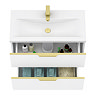 AquaSure Tribeca Waterproof PVC Wall Hung Vanity Unit Gloss White - 800mm with Brushed Brass Handles