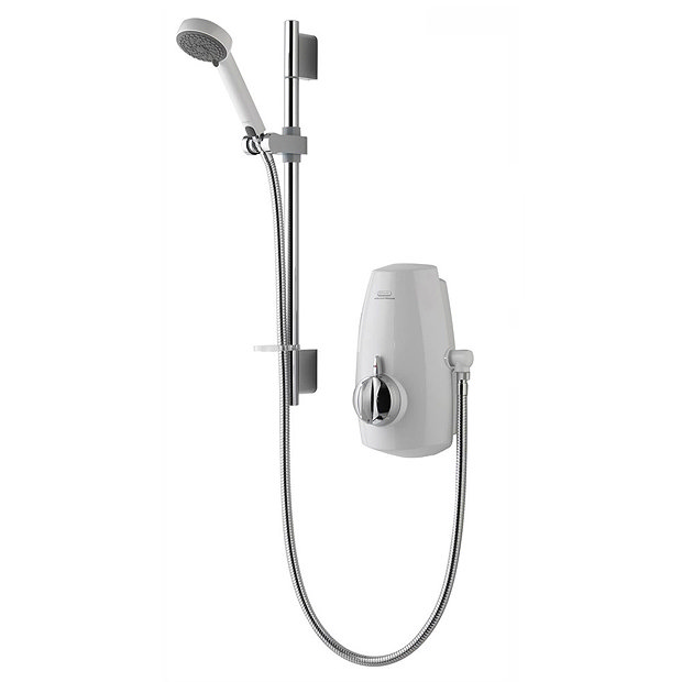 Aqualisa - Aquastream Thermo Power Shower with Adjustable Head - White/Chrome - 813.40.21 Large Imag