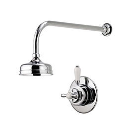 Aqualisa - Aquatique Thermo Concealed Thermostatic Valve with 5" Drencher Head & Arm - Chrome - 500.