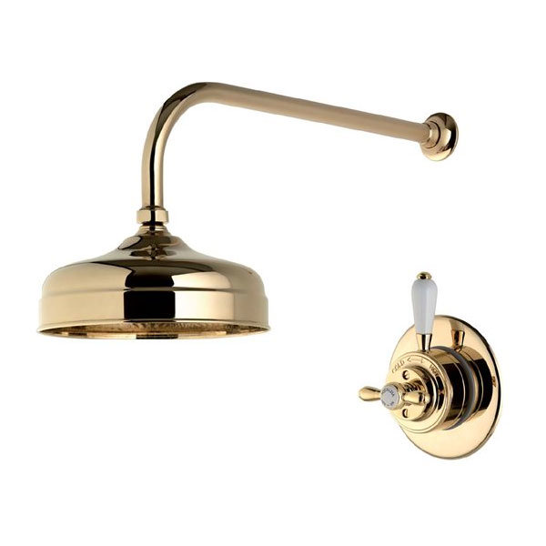 Aqualisa - Aquatique Thermo Concealed Thermostatic Valve with 8" Drencher Head & Arm - Gold - 500.00