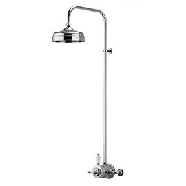 Aqualisa - Aquatique Thermo Exposed Thermostatic Valve with 8" Drencher Head & Riser Rail - Chrome -