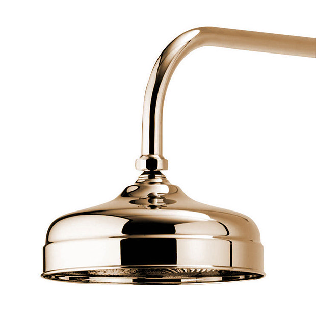 Aqualisa - Aquatique Thermo Exposed Thermostatic Valve with 8" Drencher Head & Riser Rail - Gold - 5