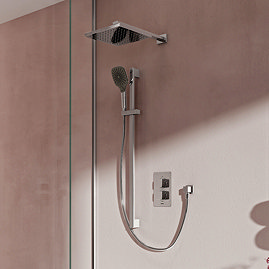 Aqualisa Dream Square Thermostatic Mixer Shower with Adjustable and Wall Fixed Heads - DRMDCV2.ADFW.